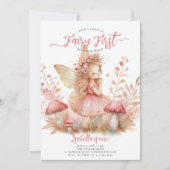 Invitation Fairy First Pink Gold Champhrooms Filles 1er anniv (Devant)