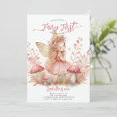 Invitation Fairy First Pink Gold Champhrooms Filles 1er anniv (Debout devant)