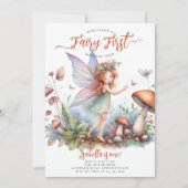 Invitation Fairy First Terracotta Filles magiques 1er anniver (Devant)