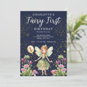 Invitation Fairy First Whimsical 1er fête d'anniversaire (Debout devant)