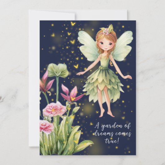 Invitation Fairy First Whimsical 1er fête d'anniversaire (Dos)