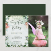 Invitation Fairy First Woodland Photo Anniversaire Enchanted (Devant / Derrière)