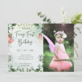 Invitation Fairy First Woodland Photo Anniversaire Enchanted (Debout devant)