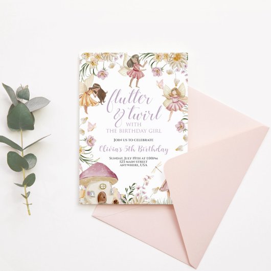 Invitation Fairy fleur sauvage anniversaire