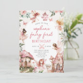 Invitation Fairy Floral Girls 1er anniversaire fête (Debout devant)