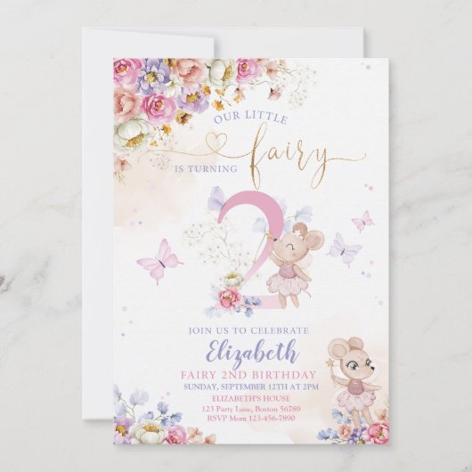 Invitation Fairy Forest Girl Anniversaire Magique (Devant)