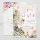 Invitation Fairy Forest Girl Anniversaire Magique (Devant / Derrière)
