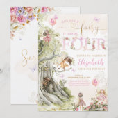 Invitation Fairy Forest Girl Anniversaire Magique (Devant / Derrière)