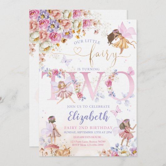 Invitation Fairy Garden Anniversaire Fairy Forest (Devant / Derrière)