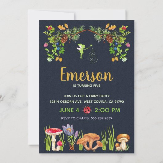 Invitation Fairy Garden Birthday Party (Devant)
