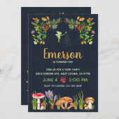 Invitation Fairy Garden Birthday Party (Devant / Derrière)