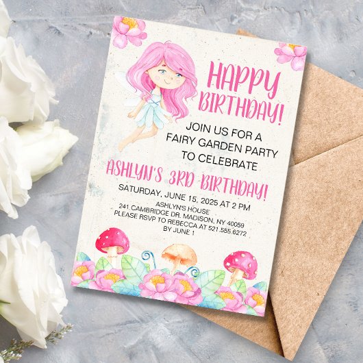 Invitation Fairy Garden fête d'anniversaire