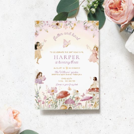 Invitation Fairy Garden fête d'anniversaire