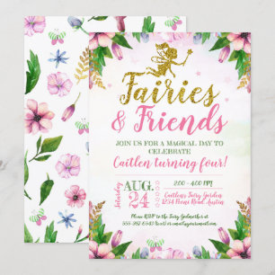 Invitation Fairy Garden Magique Enchantée Floral Anniversaire