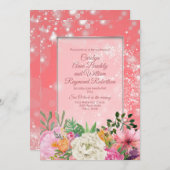 Invitation Fairy Garden Pastel Fleurs Coral Mariage (Devant / Derrière)