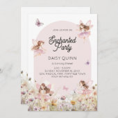 Invitation Fairy Garden Theme Girl's Birthday (Devant / Derrière)