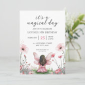 Invitation Fairy Girl Jardin rose Anniversaire (Debout devant)