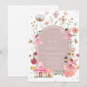 Invitation Fairy House - Blush Boho Baby shower Fleur sauvage (Devant / Derrière)