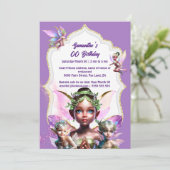 Invitation Fairy imaginaire whimsical pixie princesse violett (Debout devant)