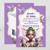 Invitation Fairy imaginaire whimsical pixie princesse violett (Devant / Derrière)