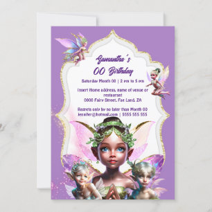 Invitation Fairy imaginaire whimsical pixie princesse violett