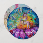 Invitation FAIRY IN NIGHT, mousseux rouge bleu rose (Devant / Derrière)