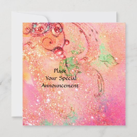 Invitation FAIRY IN NIGHT rose vert bleu jaune étincelles (Dos)