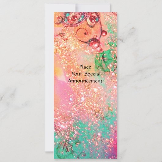 Invitation FAIRY IN NIGHT, rose vert bleu rouge pétillants (Dos)