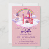 Invitation Fairy Kid's Birthday Fairytale Castle Rainbow (Devant)