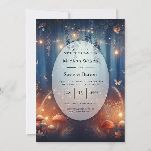 Invitation Fairy Lights et Moonlit Forest Magic Mariage (Devant)