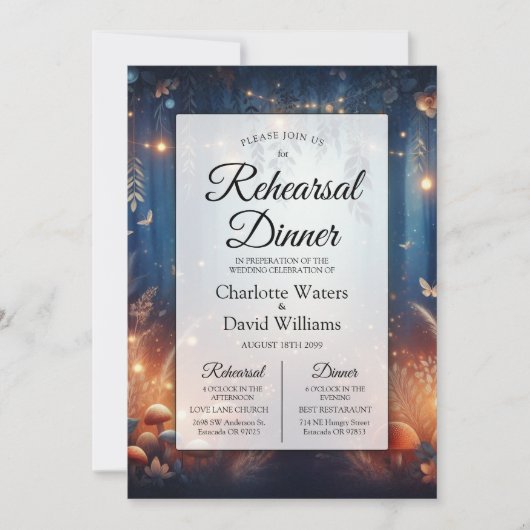 Invitation Fairy Lights in a Moonlit Forest Reply Dinner (Devant)