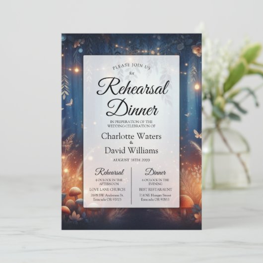 Invitation Fairy Lights in a Moonlit Forest Reply Dinner (Debout devant)