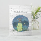 Invitation Fairy-lights rustiques Souris Lucioles Pot en verr (Debout devant)