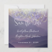 Invitation Fairy Lights Violet Violet Mariage Sauvez la date (Devant)