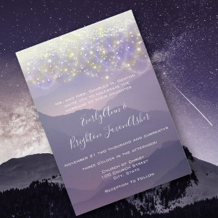 Invitation Fairy Lumières Violet Violet Mariage