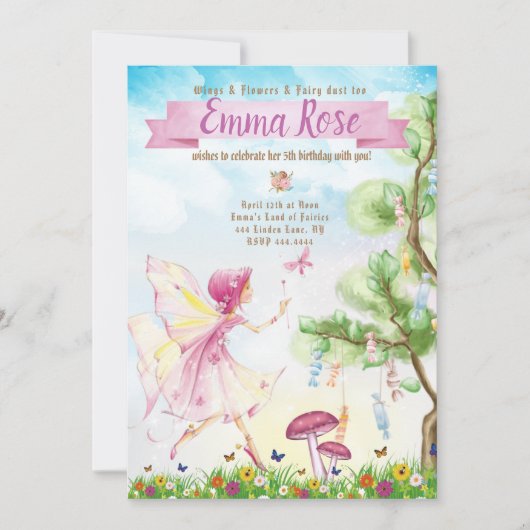 Invitation Fairy Magie fête d'anniversaire (Devant)