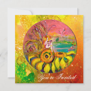 Invitation FAIRY OF THE SUNFLOWERS jaune orange rose étincela