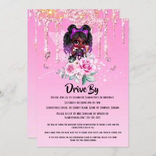 Invitation Fairy parties scintillant African American girl ro
