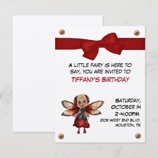 Invitation Fairy Party (Devant / Derrière)