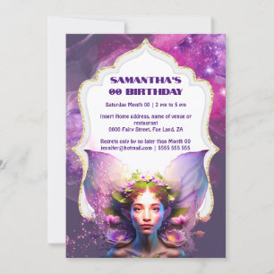 Invitation Fairy pixie princesse violet parties scintillant m