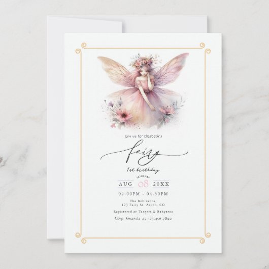 Invitation Fairy Premier 1er anniversaire fête (Devant)
