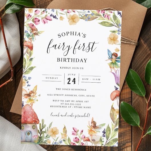 Invitation Fairy Premier anniversaire 1er anniversaire