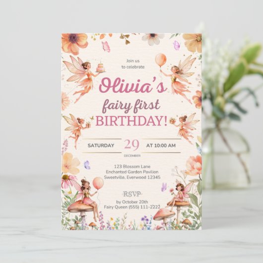 Invitation Fairy Premier anniversaire 1er anniversaire Invita (Debout devant)