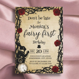 Invitation Fairy Premier anniversaire Alice au pays des merve