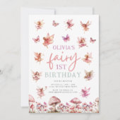 Invitation Fairy Premier Anniversaire Champignon 1er (Devant)