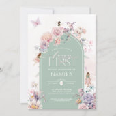 Invitation Fairy Premier anniversaire Enchanted Garden Party (Devant)