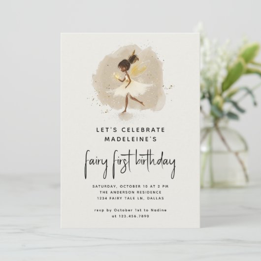 Invitation Fairy Premier anniversaire Pixie moderne Elf 1er a (Debout devant)