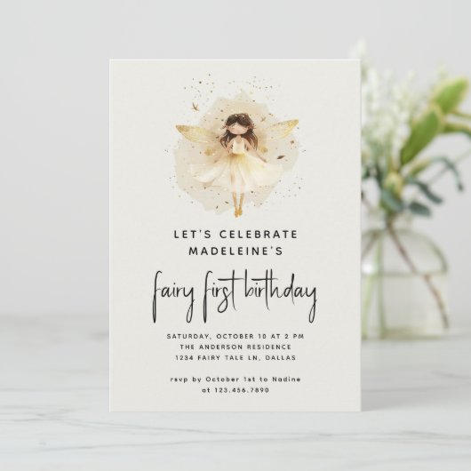 Invitation Fairy Premier anniversaire Pixie moderne Elf 1er a (Debout devant)