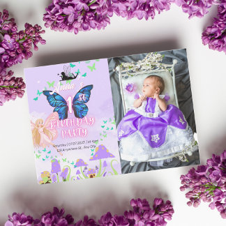 Invitation Fairy Premier anniversaire Princess Butterfly Phot