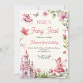 Invitation Fairy Premier Fleur sauvage Aquarelle 1er Annivers (Devant)